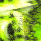 Close-up of green and black Hareline Tiger Barred 1/4" Magnum Rabbit Strips