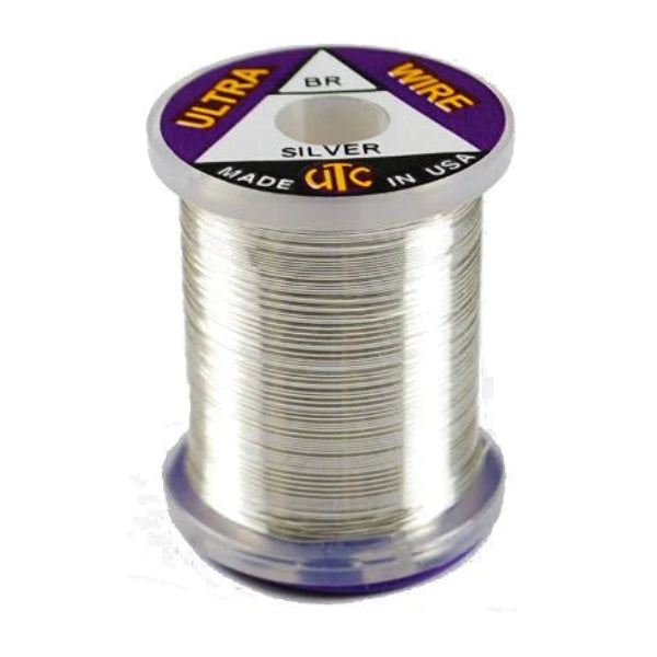 Spool of ultra silver Wapsi Ultra Wire UTC with visible branding on a white background