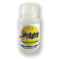 A white plastic bottle with a label that includes a colorful fly fishing lure and the text 'agra Fix your fly dysfunction.'